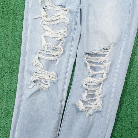 American Eagle Jeans Womens 8 Light Wash Curvy Hi Rise Jegging Ripped Stretch - Picture 3 of 11